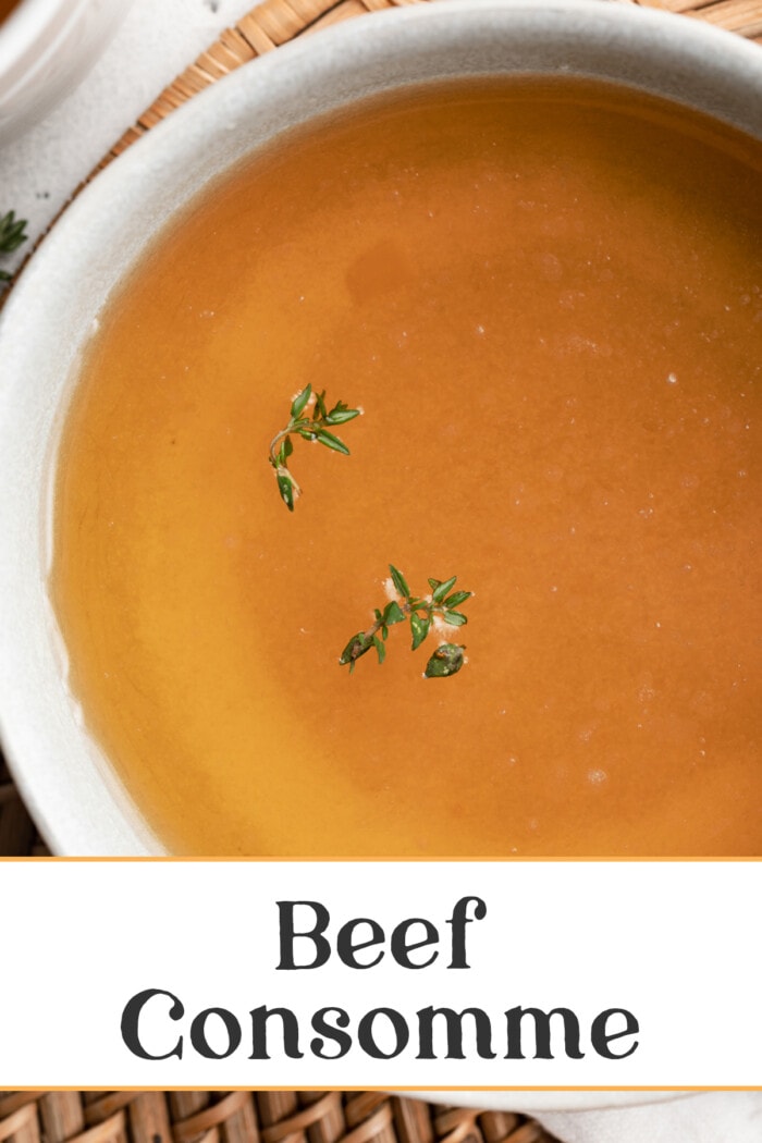 Pin graphic for beef consommé