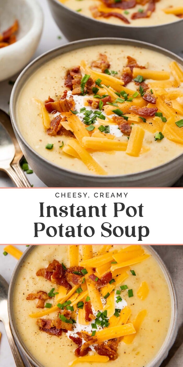 Pin graphic for Instant Pot potato soup