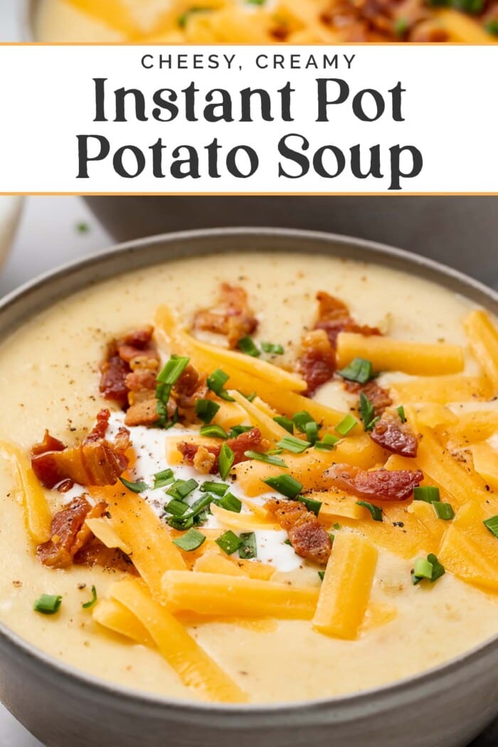 Pin graphic for Instant Pot potato soup