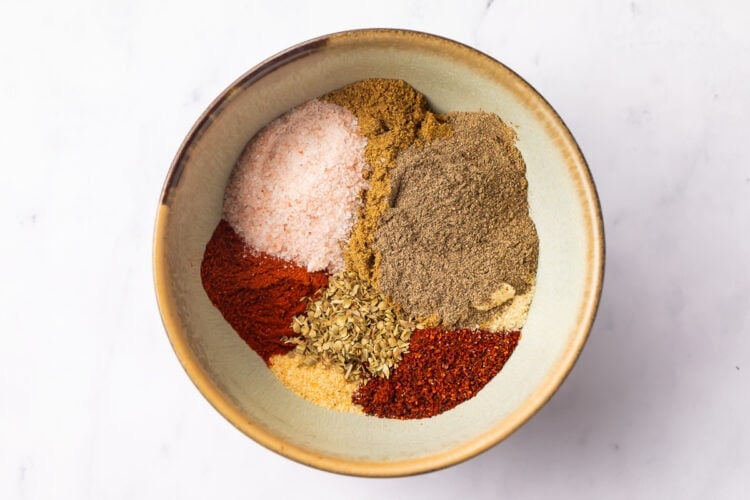 Ingredients for keto taco seasoning in small bowl