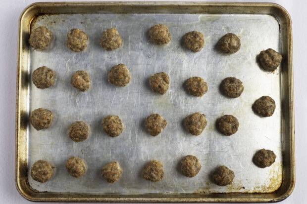 Meatballs on baking sheet