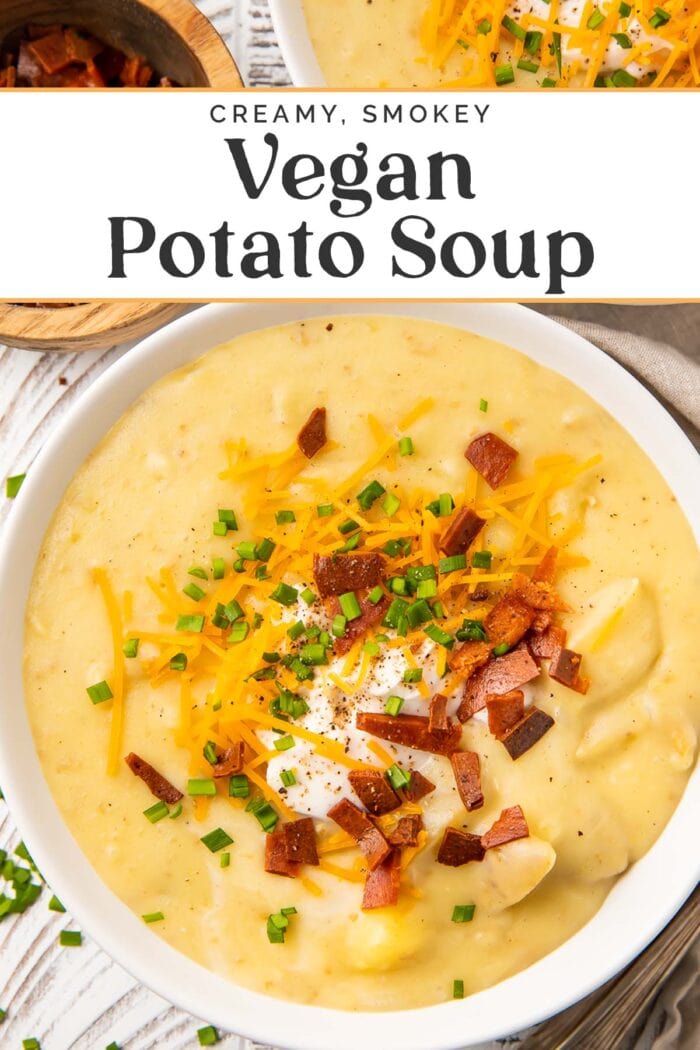 Pin graphic for vegan potato soup