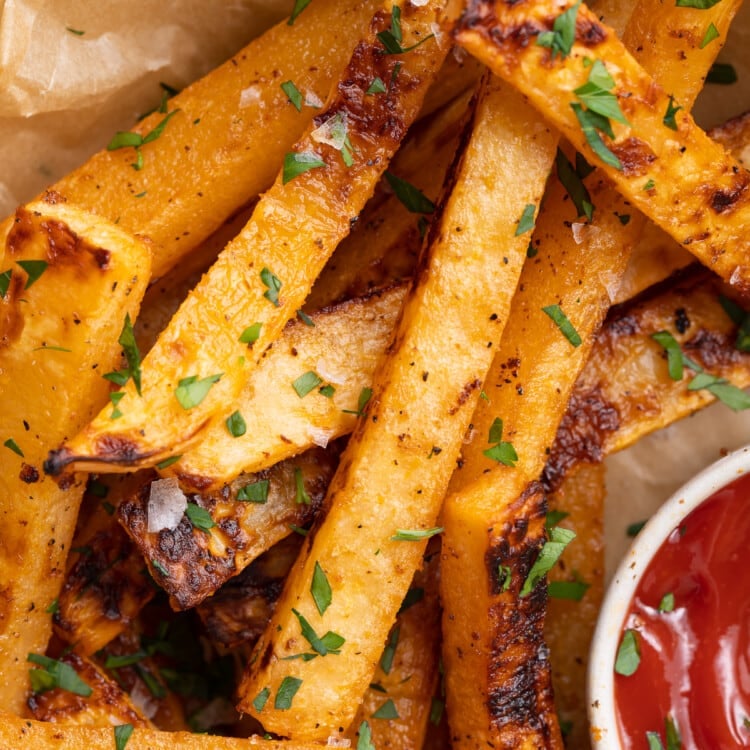 close-up image of rutabaga fries
