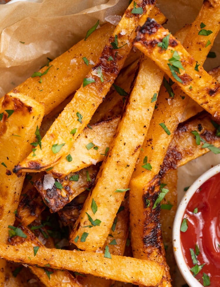 close-up image of rutabaga fries