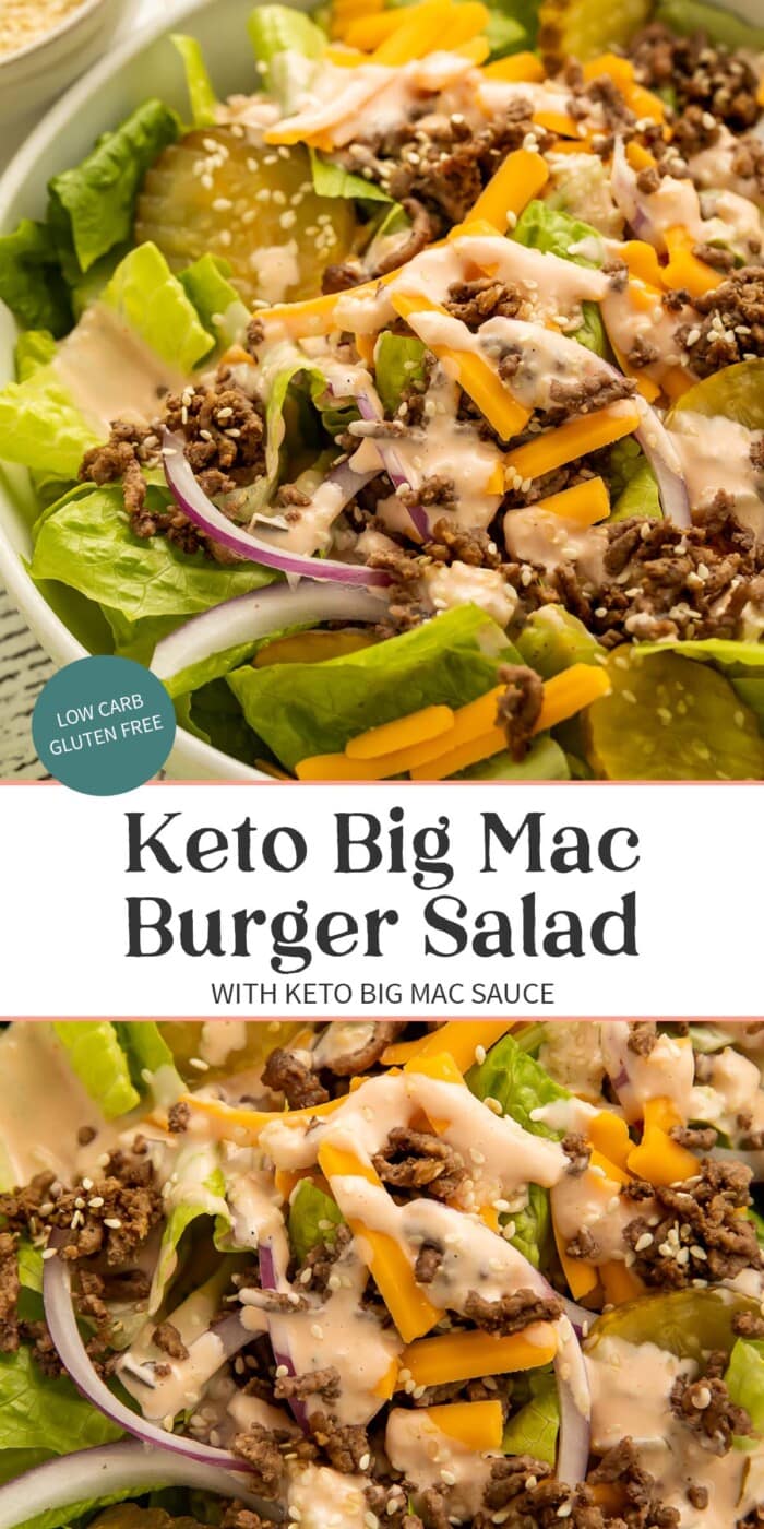 Pin graphic for keto Big Mac salad