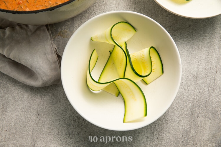 Slices of zucchini in bowl