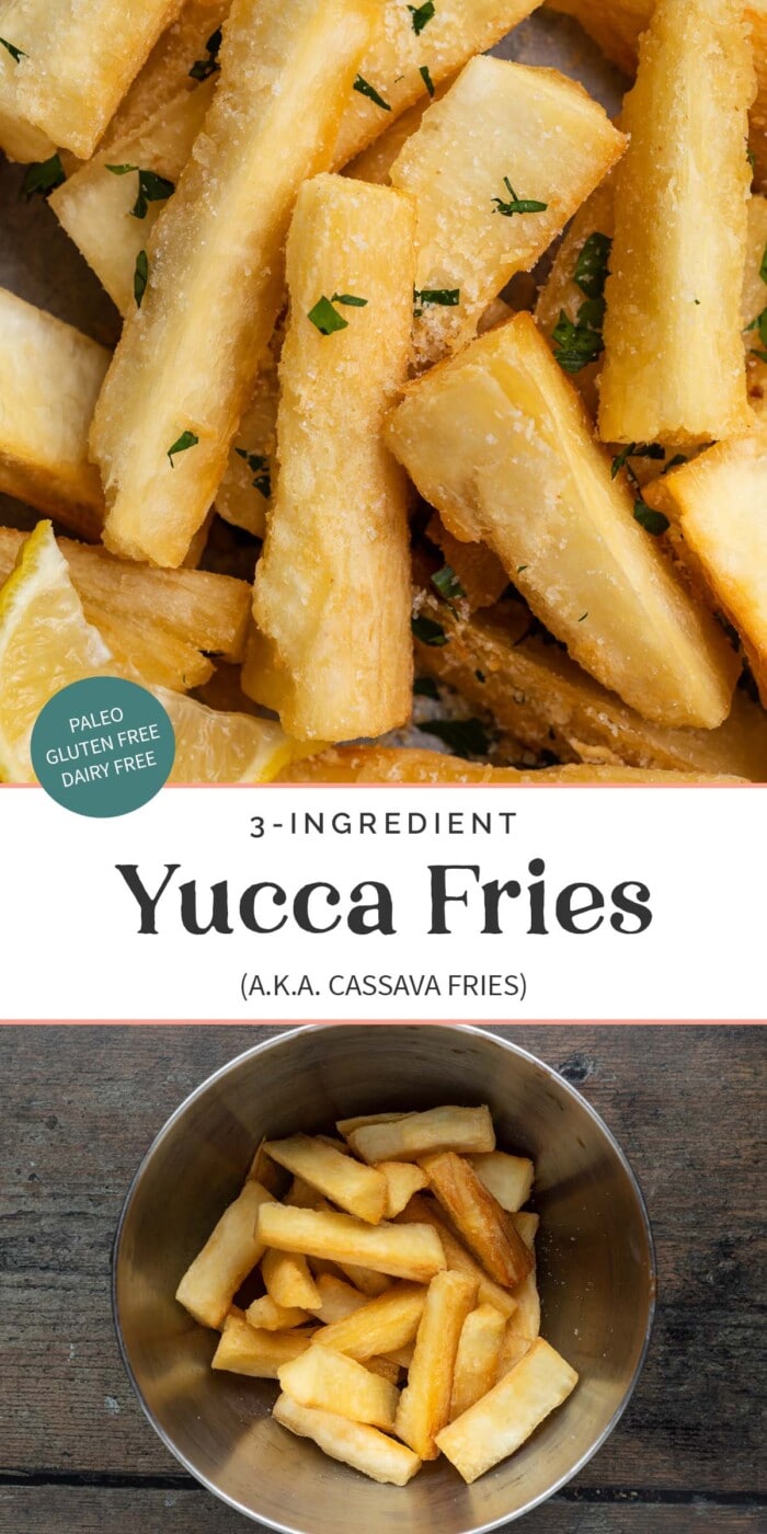 Pin graphic for yucca fries