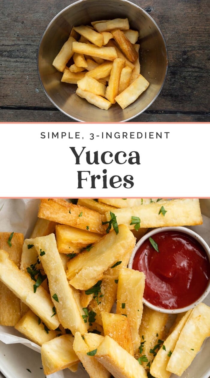 Pin graphic for yucca fries