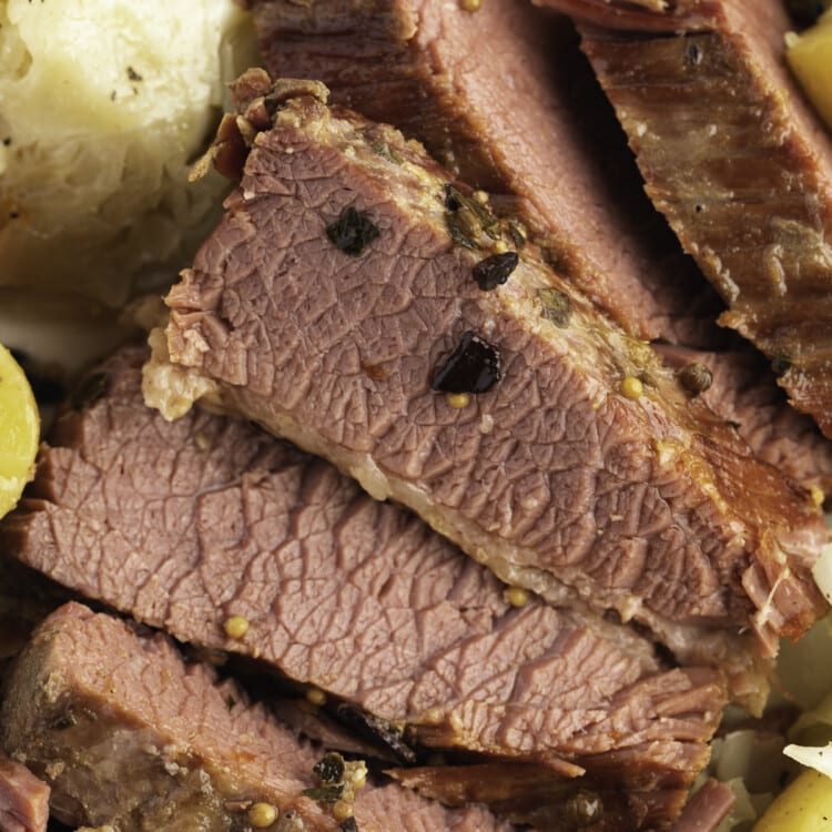 Instant Pot corned beef and cabbage close up