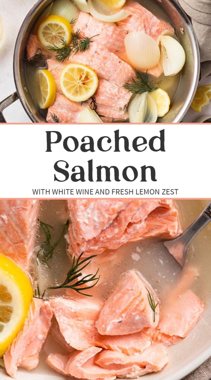 Pin graphic for poached salmon.
