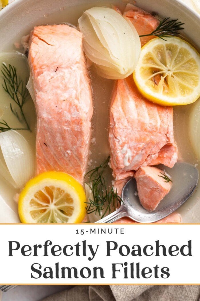 Pin graphic for poached salmon.
