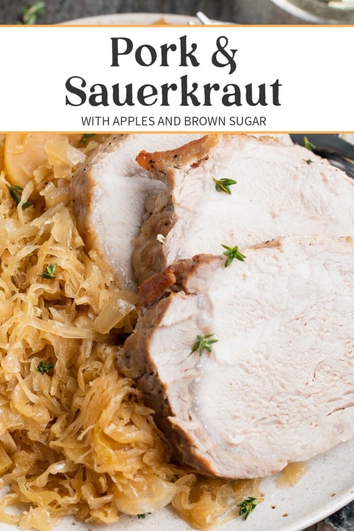 Pin graphic for pork and sauerkraut.