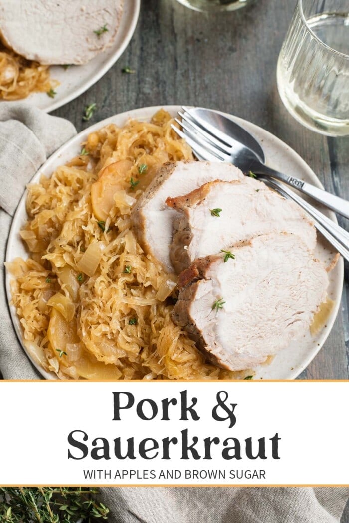 Pin graphic for pork and sauerkraut.