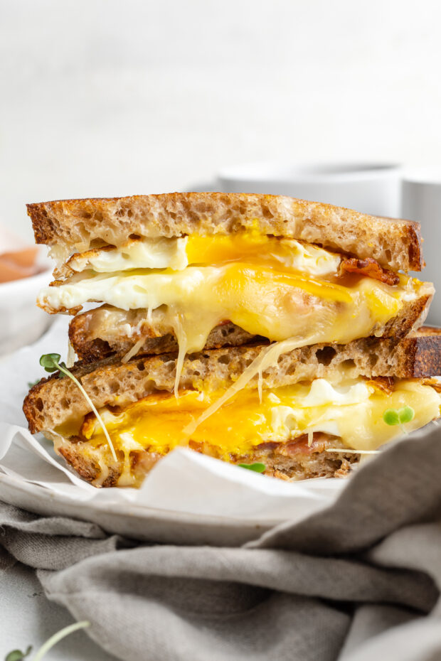 Fried Egg Sandwich with Cheese and Bacon
