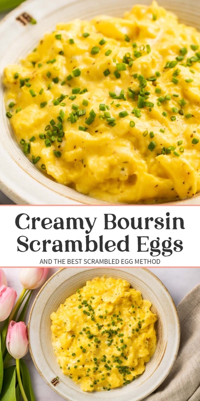 Pin graphic for boursin scrambled eggs.