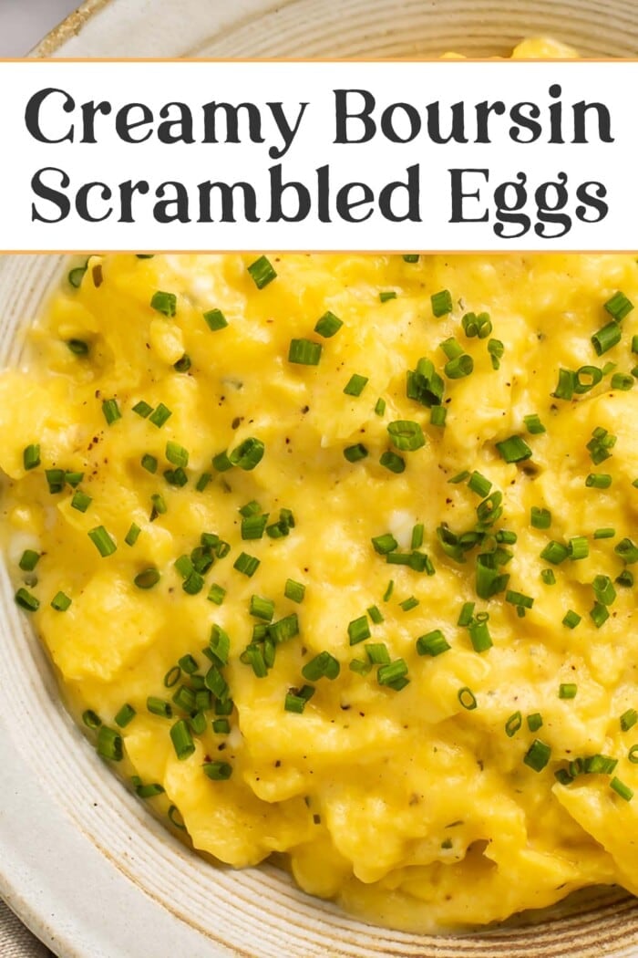 Pin graphic for boursin scrambled eggs.