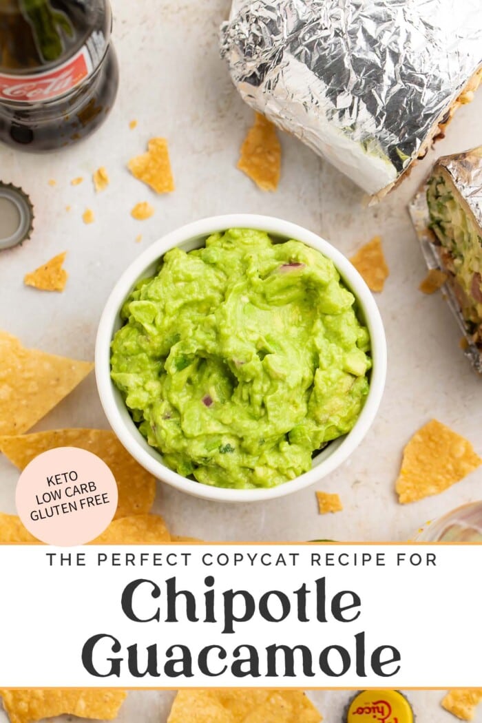 Pin graphic for Chipotle guacamole.