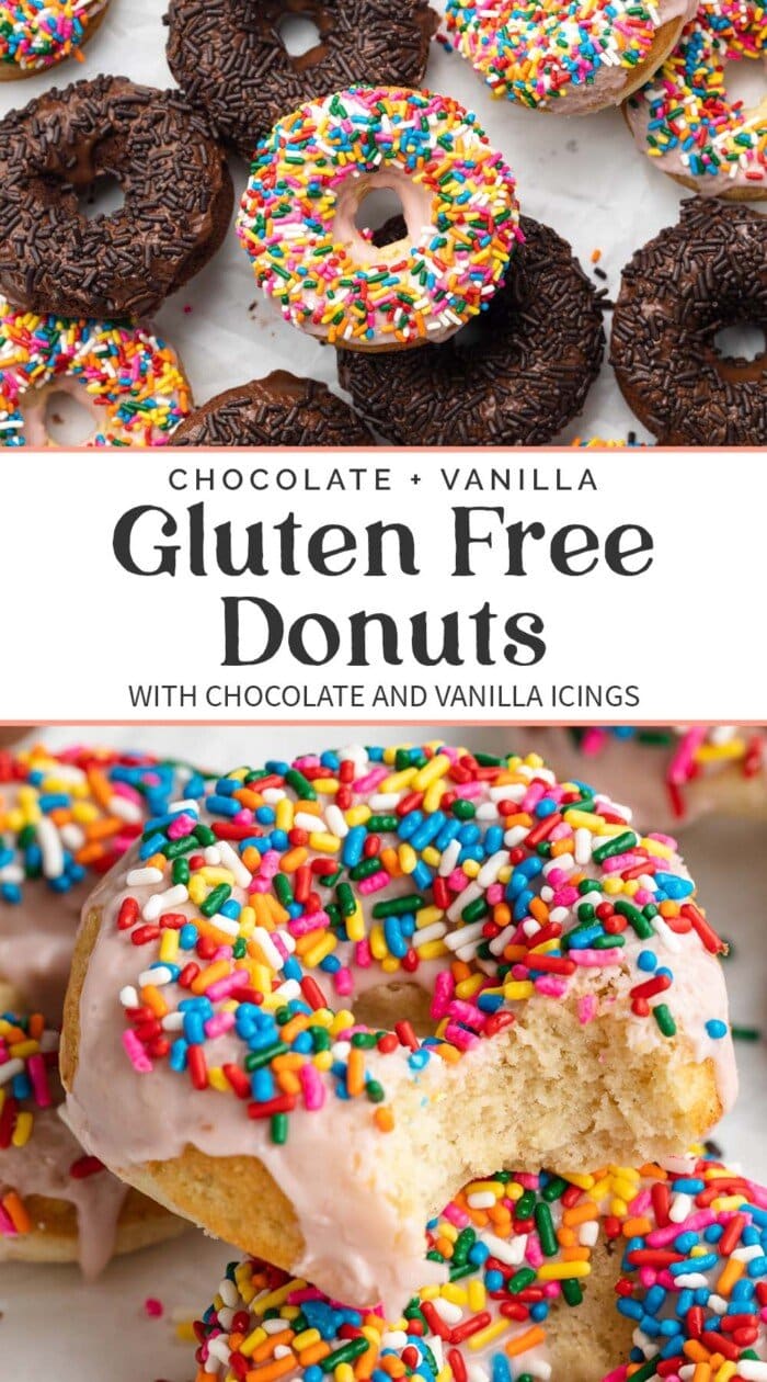 Pin graphic for gluten free donuts.