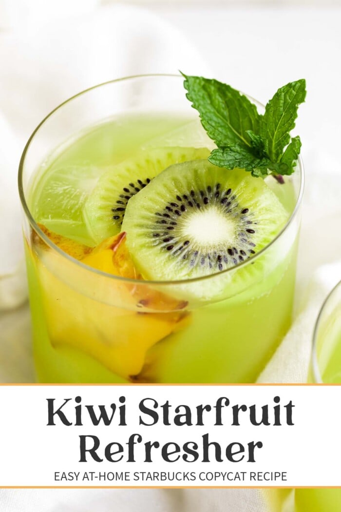 Pin graphic for kiwi starfruit refresher.