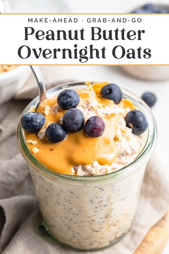 Pin graphic for peanut butter overnight oats.
