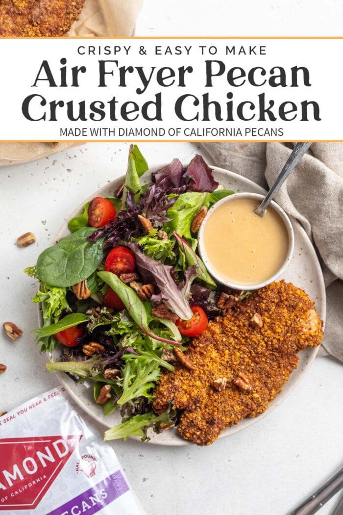 Pecan Crusted Chicken Pin Graphics with Air Fryer.