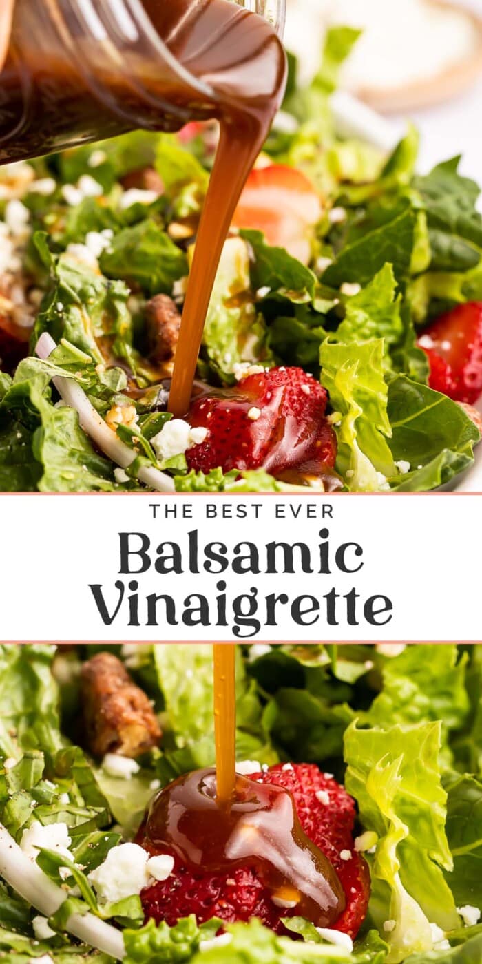 Pin graphic for balsamic vinaigrette.