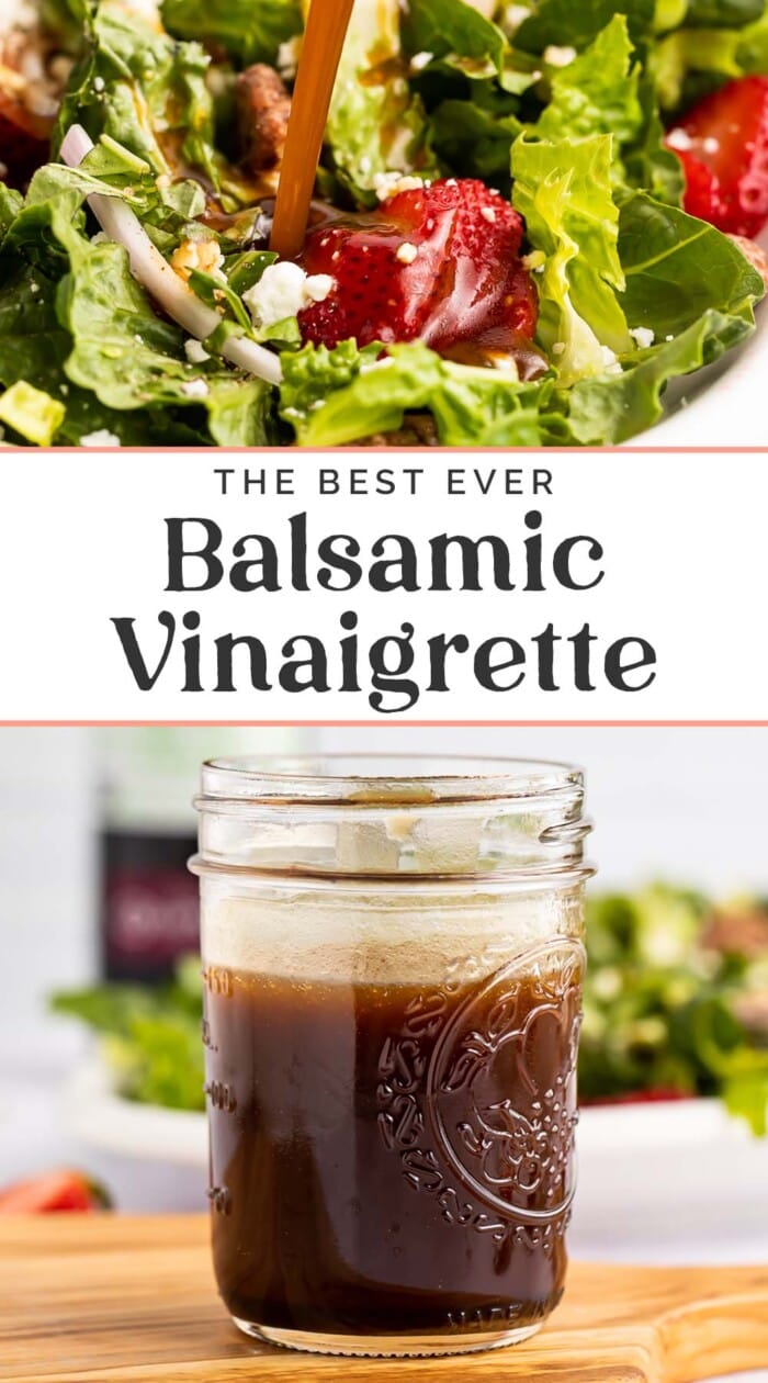 Pin graphic for balsamic vinaigrette.