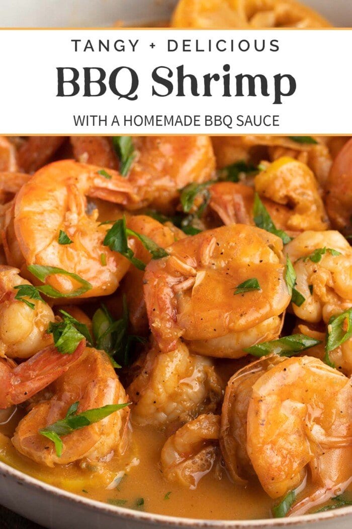 Pin graphic for bbq shrimp.