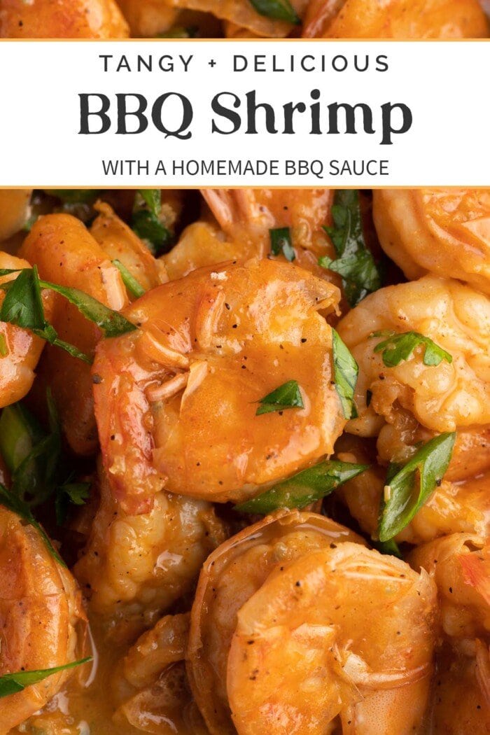 Pin graphic for bbq shrimp.
