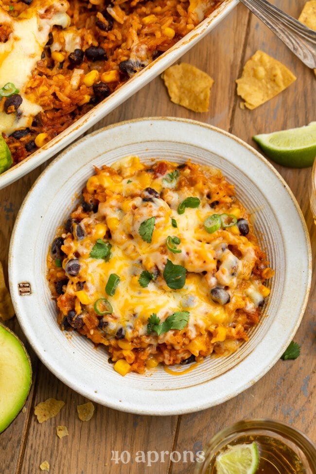 Easy Cheesy Mexican Rice Casserole 40 Aprons 1594