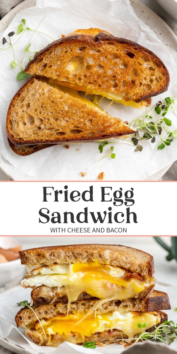 Pin graphic for fried egg sandwich.