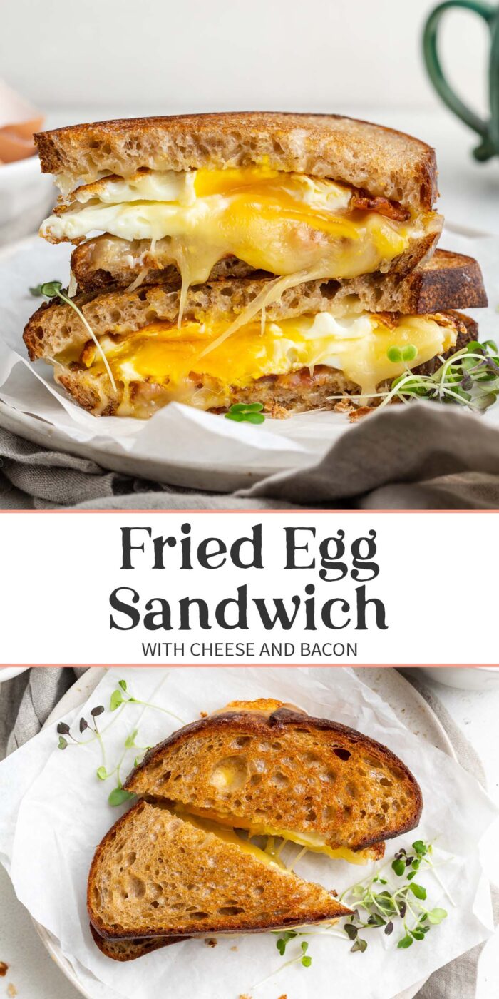 Pin graphic for fried egg sandwich.