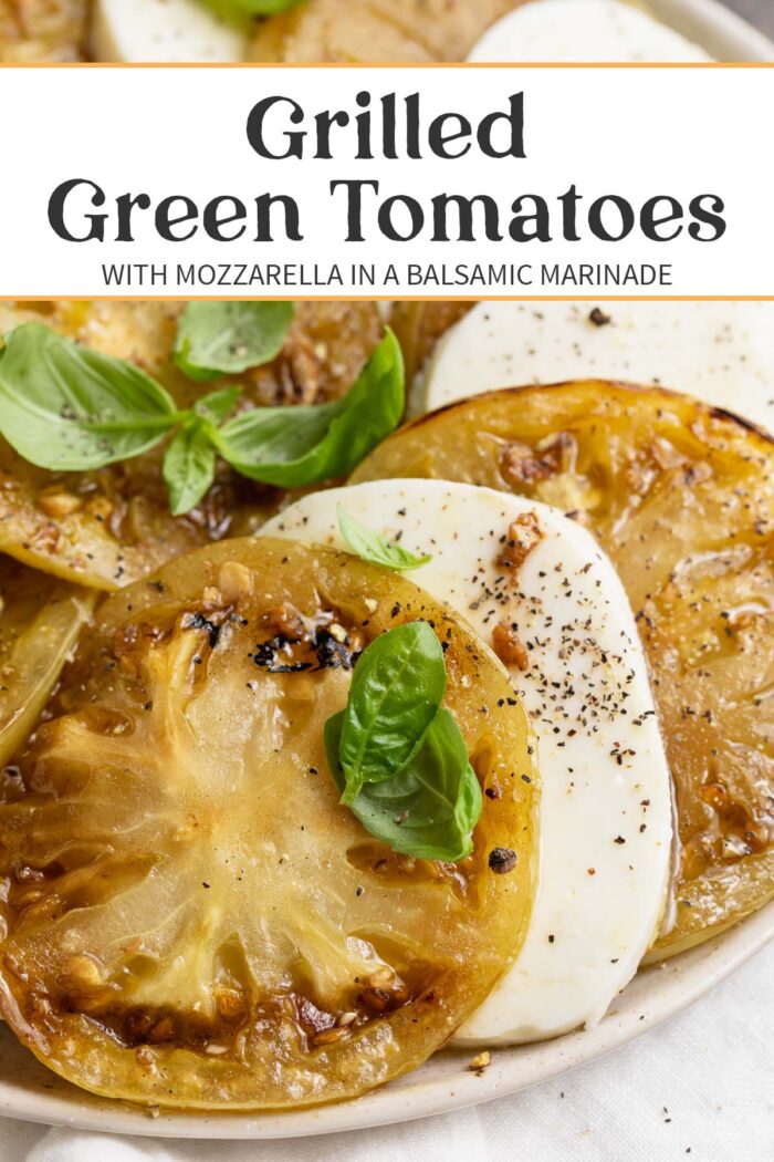 Pin graphic for grilled green tomatoes.