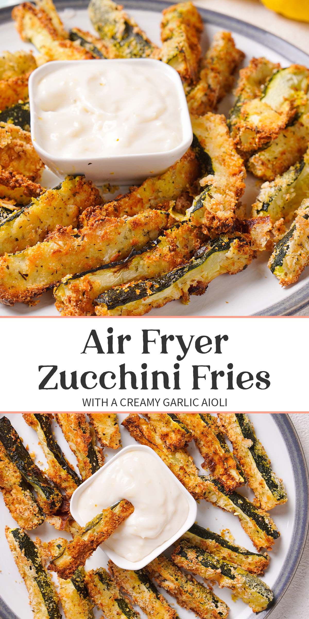 Air Fryer Zucchini Fries with Garlic Aioli - 40 Aprons