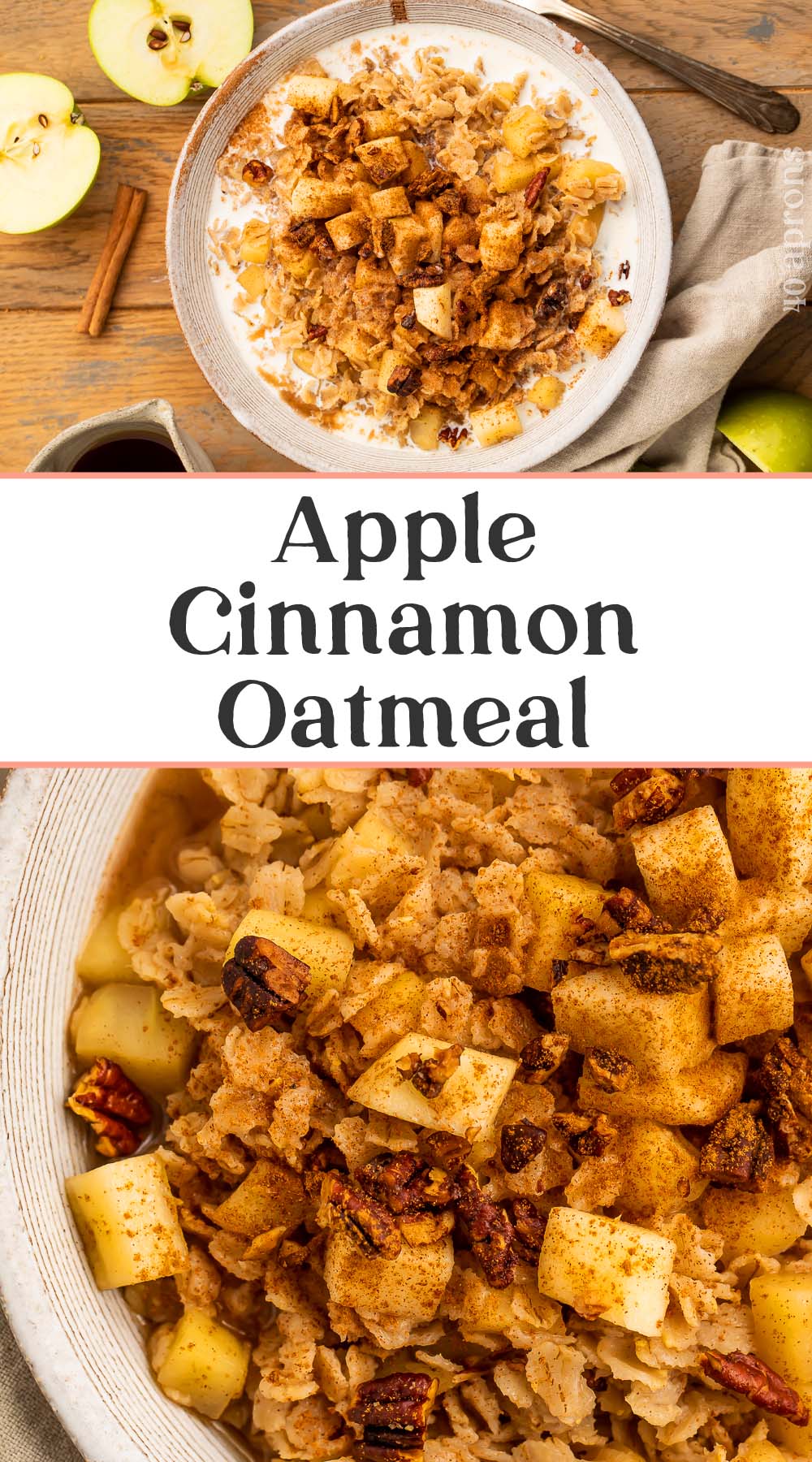 Pin graphic for apple cinnamon oatmeal.