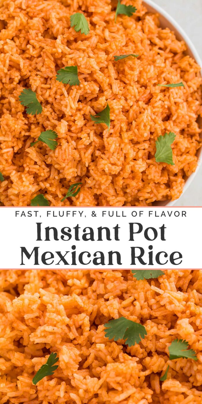 Pin graphic for Instant Pot Mexican rice.