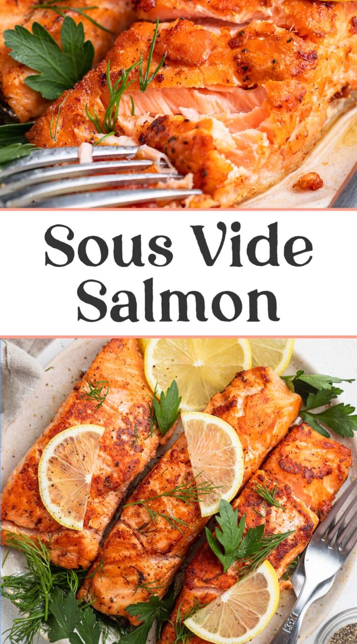 Pin graphic for sous vide salmon.