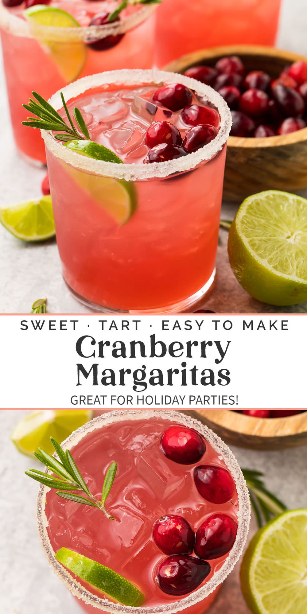 Pin graphic for cranberry margarita.
