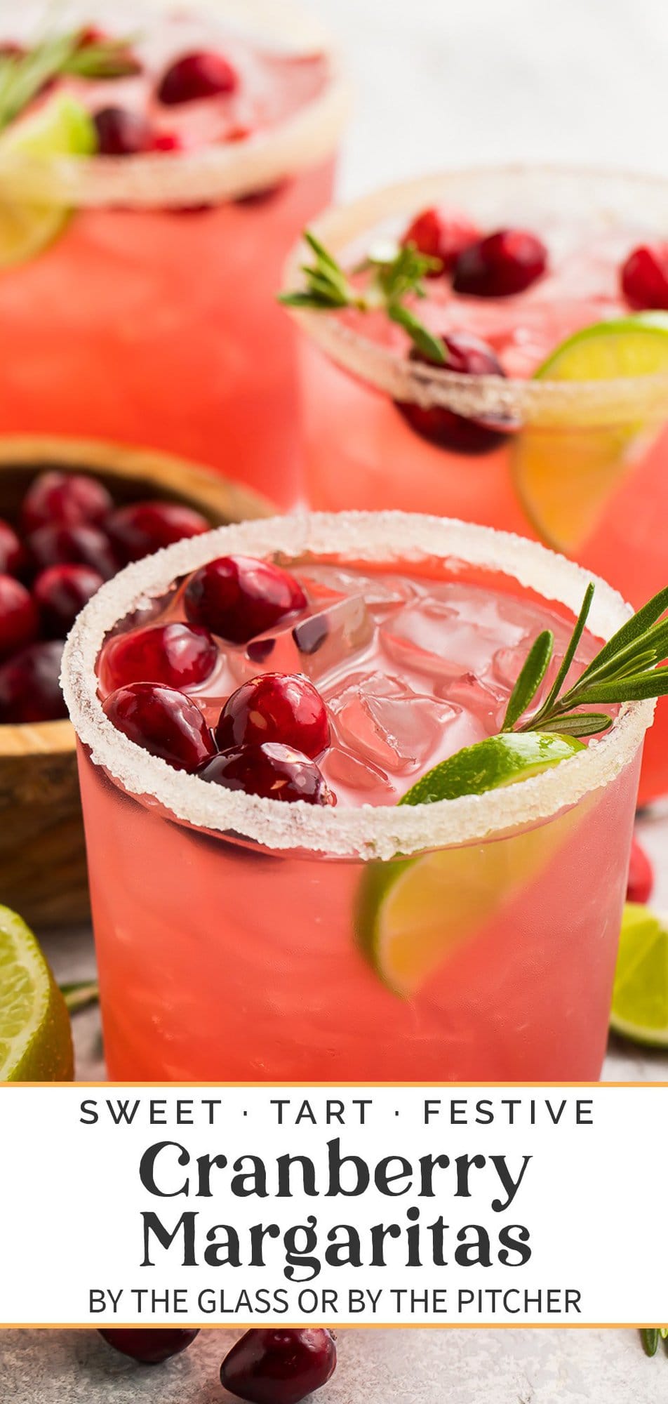 Pin graphic for cranberry margarita.