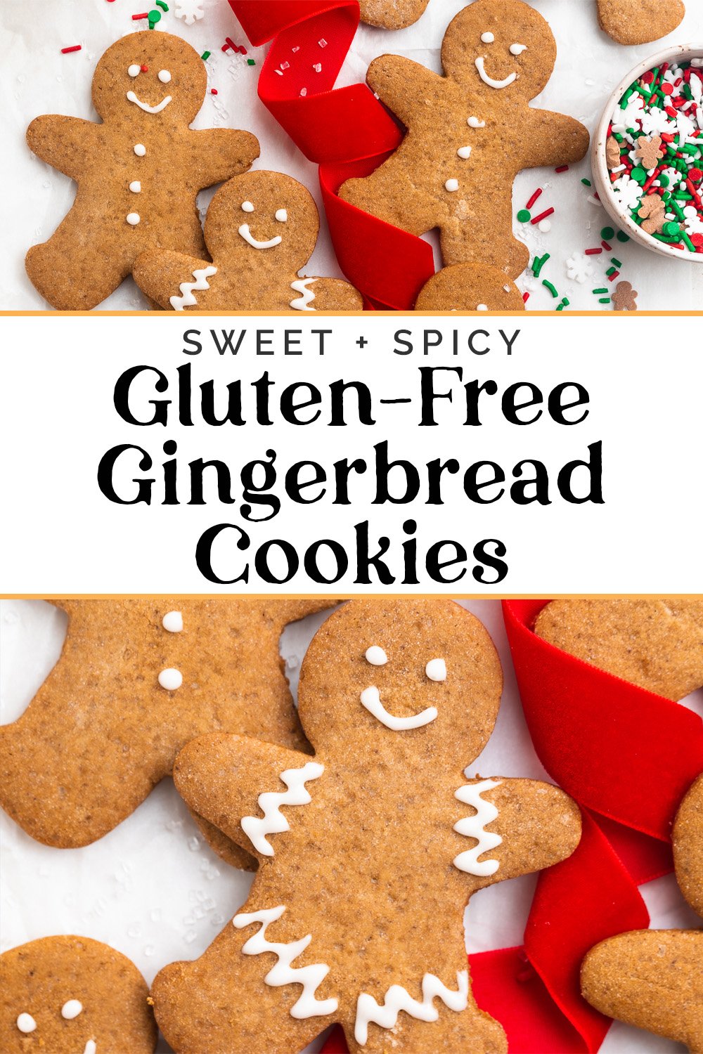 Pin graphic for gluten-free gingerbread cookies.