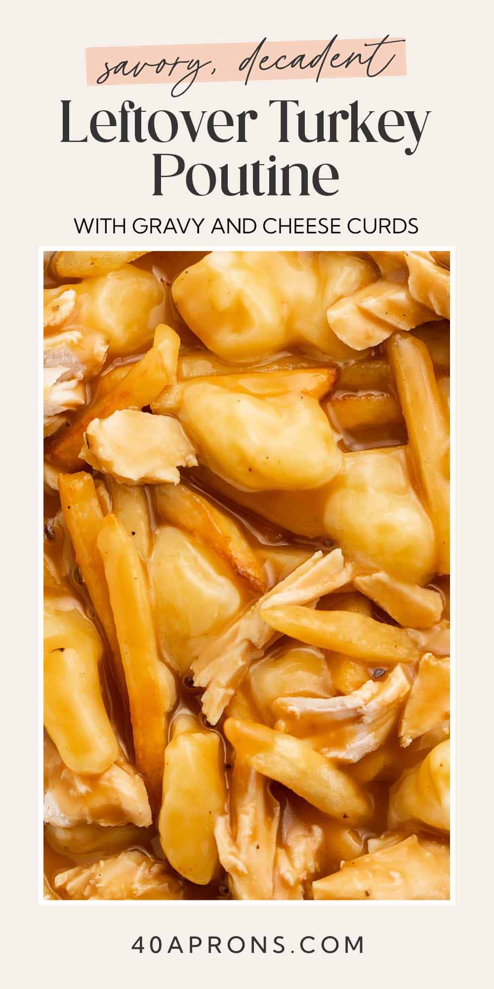 Pin graphic for leftover turkey poutine.