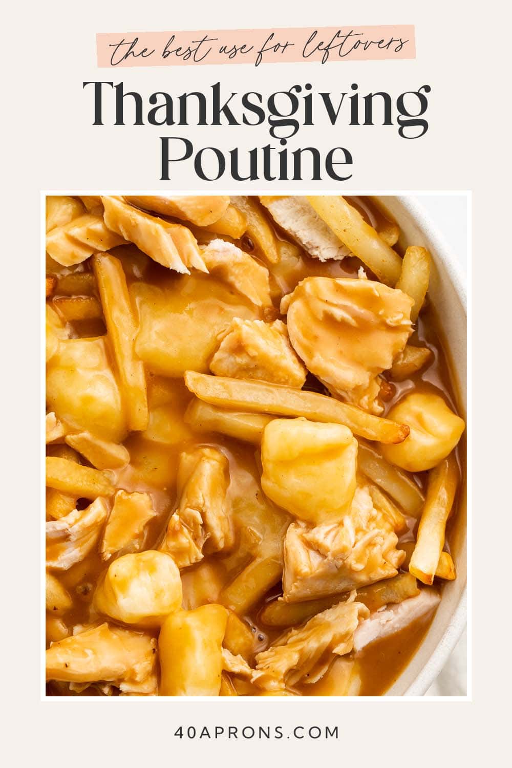 Pin graphic for leftover turkey poutine.