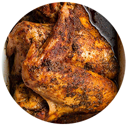 Round icon image for baked turkey wings.