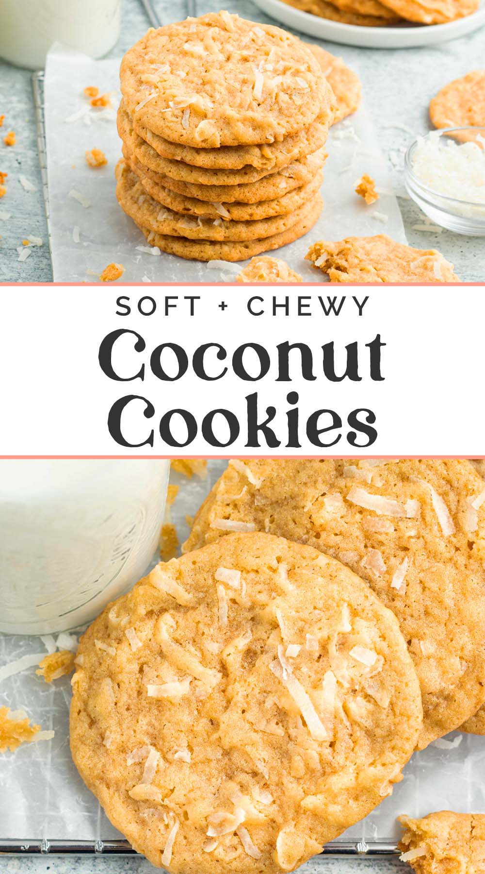 Pin graphic for coconut cookies.