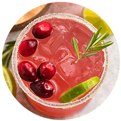 Round icon image of cranberry margarita.