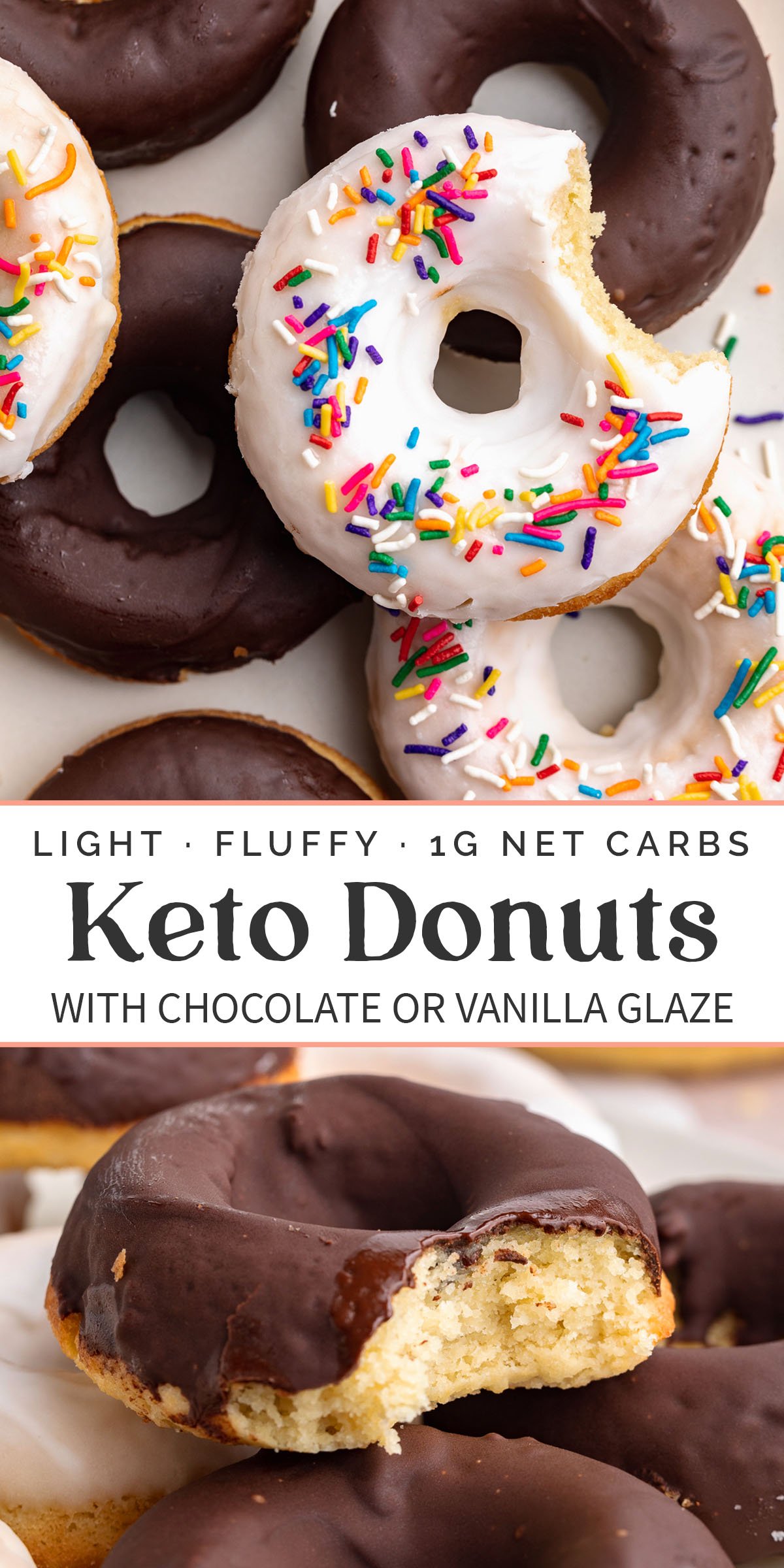 Pin graphic for keto donuts.