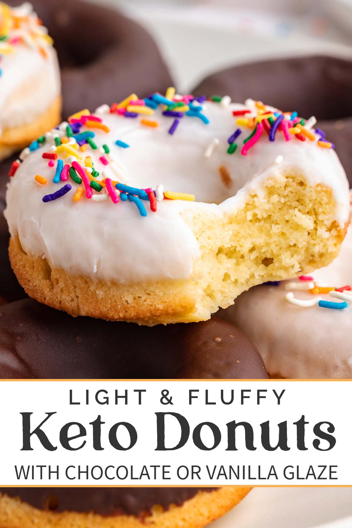 Pin graphic for keto donuts.