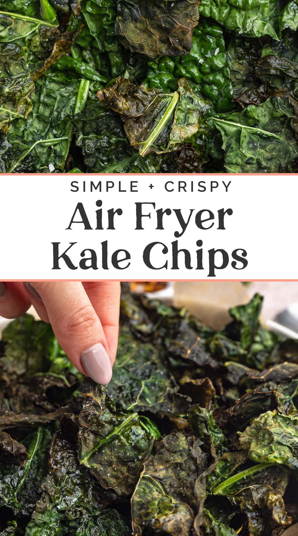 Pin graphic for air fryer kale chips.
