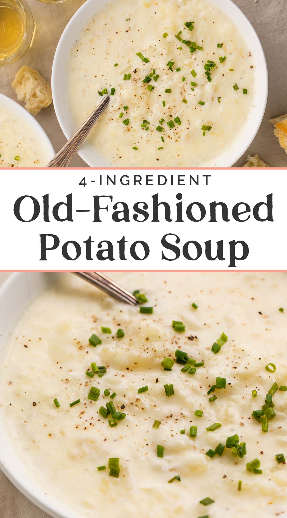 Pin graphic for old-fashioned potato soup.