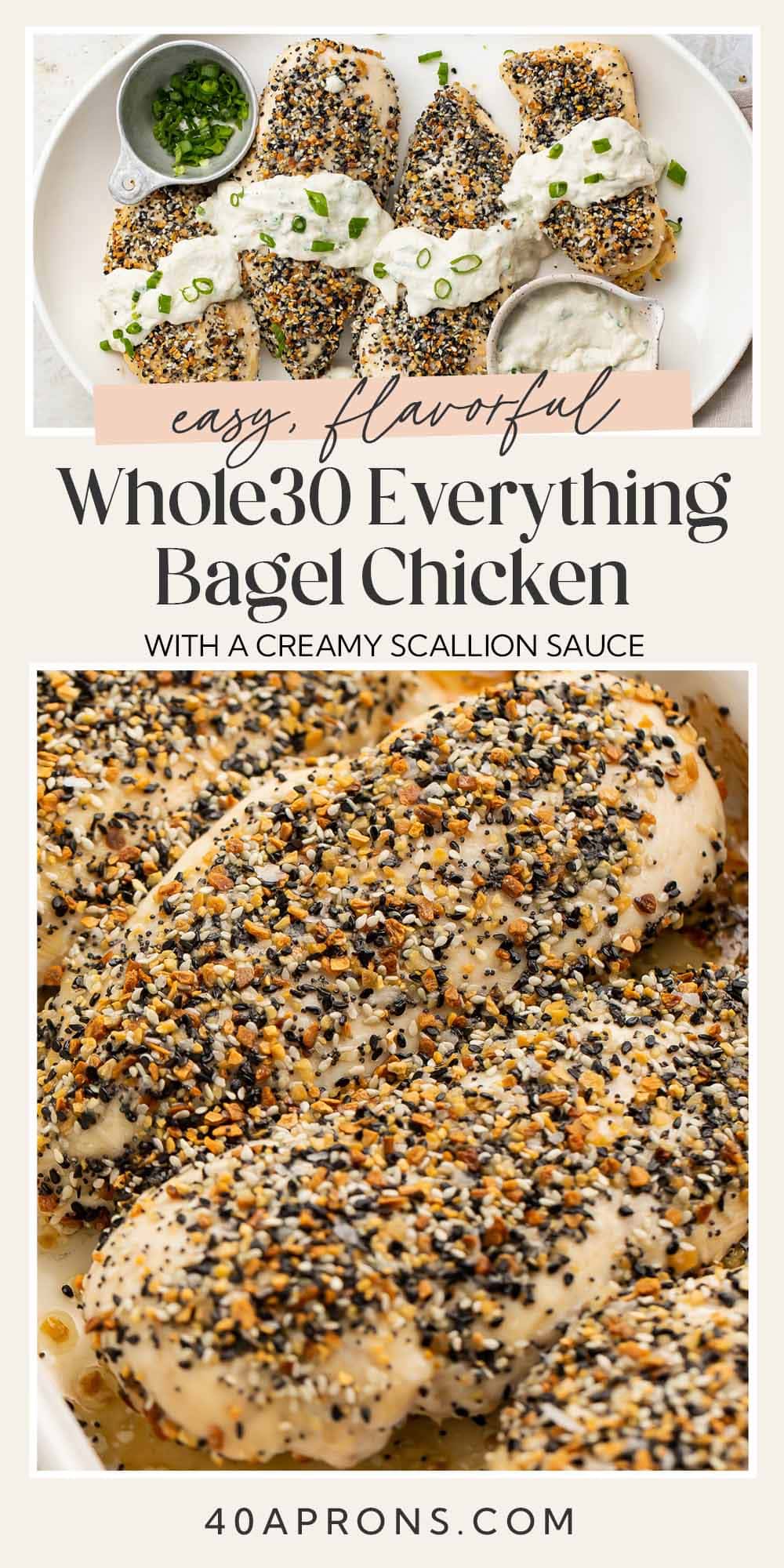 Pin graphic for Whole30 everything bagel chicken.